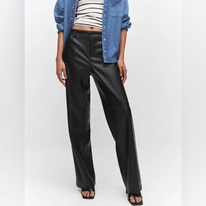 Mango High Waist Faux Leather Trousers Size 4